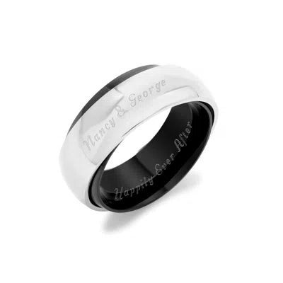 Evesaddiction Engraved Silvery Black Solar Eclipse Secret Message Band In Metallic