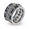 Evesaddiction Exquisite Three Band Sapphire Cz Stackable Ring Set In Blue