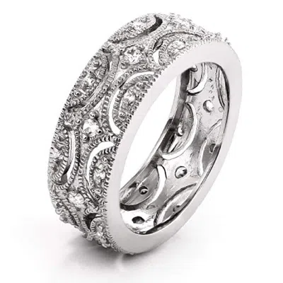 Evesaddiction Exquisite Victorian Style Wedding Band In Silver
