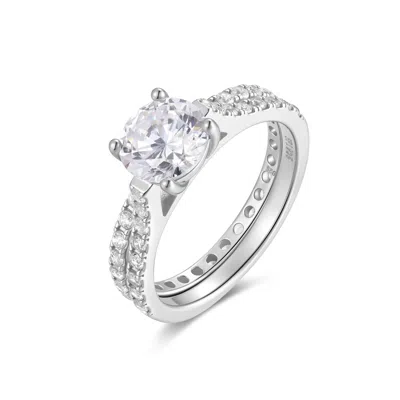 Evesaddiction Extra Thin Sterling Silver Wedding Ring Set - Silver / 6 In Red