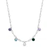 Evesaddiction Five Paperclip Chain Birthstone Charm Necklace In Silver