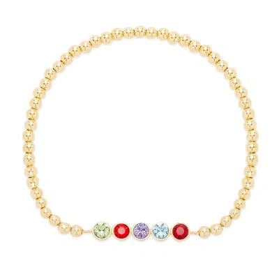 Evesaddiction Five Stone Bezel Set Gold Birthstone Bead Bracelet