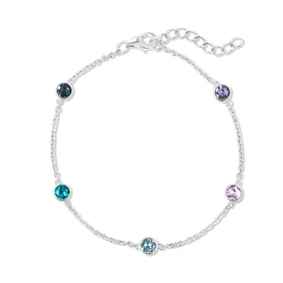 Evesaddiction Five Stone Floating Bezel Set Birthstone Bracelet In Silver