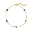 Evesaddiction Five Stone Floating Bezel Set Gold Birthstone Bracelet In Gold