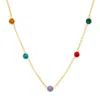 Evesaddiction Five Stone Floating Bezel Set Gold Birthstone Necklace In Gold