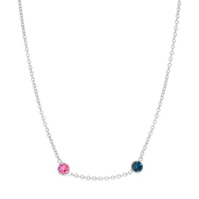 Evesaddiction Floating Bezel Set Birthstone Necklace In Silver