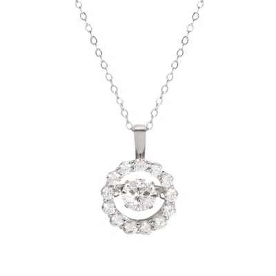 Evesaddiction Floating Cz Round Silver Pendant