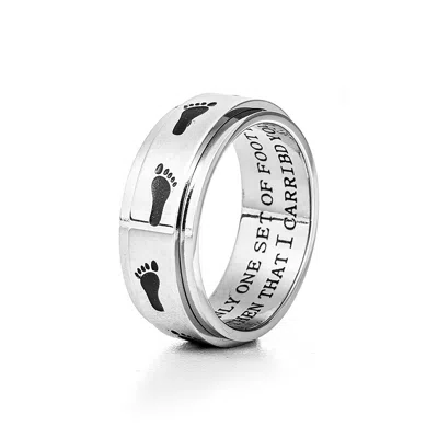 Evesaddiction Footprints In The Sand Spinner Ring In Silver