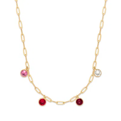 Evesaddiction Four Gold Paperclip Chain Birthstone Charm Necklace