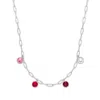 Evesaddiction Four Paperclip Chain Birthstone Charm Necklace In Metallic