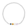 Evesaddiction Four Stone Bezel Set Birthstone Bead Bracelet In Silver