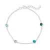 Evesaddiction Four Stone Floating Bezel Set Birthstone Bracelet In Silver