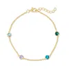 Evesaddiction Four Stone Floating Bezel Set Gold Birthstone Bracelet In Gold