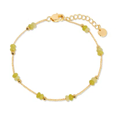 Evesaddiction Gold Beaded Birthstone Bracelet - Gold / August
