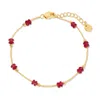 Evesaddiction Gold Beaded Birthstone Bracelet - Gold / July In Red