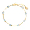 Evesaddiction Gold Beaded Birthstone Bracelet - Gold / March In Blue