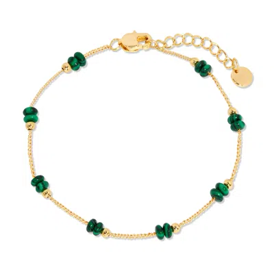 Evesaddiction Gold Beaded Birthstone Bracelet - Gold / May In Green