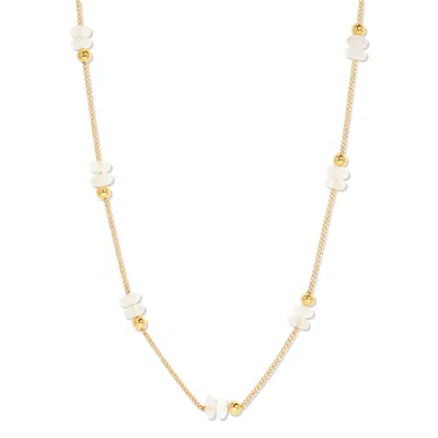 Evesaddiction Gold Beaded Birthstone Necklace - Gold / April