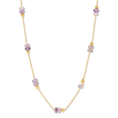 Evesaddiction Gold Beaded Birthstone Necklace - Gold / June