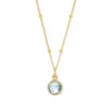 Evesaddiction Gold Custom Gemstone Pendant - March [aquamarine] In Blue