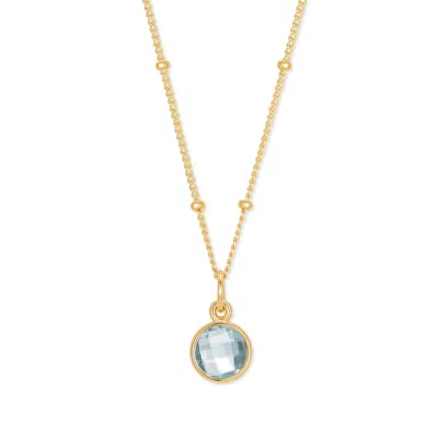 Evesaddiction Gold Custom Gemstone Pendant - March [aquamarine] In Blue