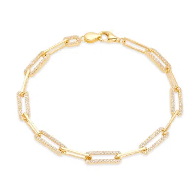 Evesaddiction Gold Cz Paperclip Chain Bracelet