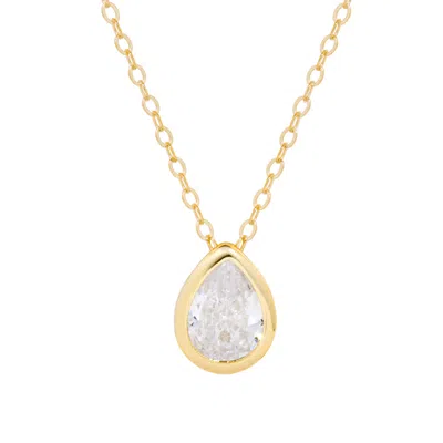 Evesaddiction Gold Plated April Pear Cut Bezel Birthstone Necklace
