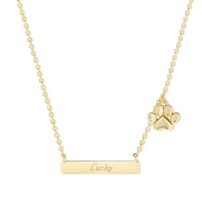 Evesaddiction Gold Plated Engravable Bar Pet Charm Necklace
