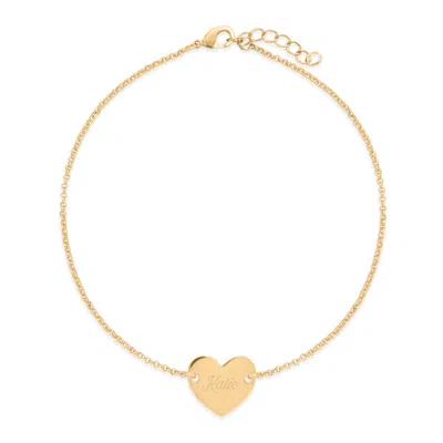 Evesaddiction Gold Plated Engravable Heart Anklet