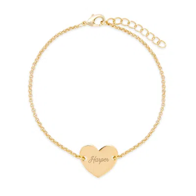 Evesaddiction Gold Plated Engravable Heart Bracelet