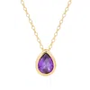 Evesaddiction Gold Plated February Pear Cut Bezel Birthstone Necklace In Purple