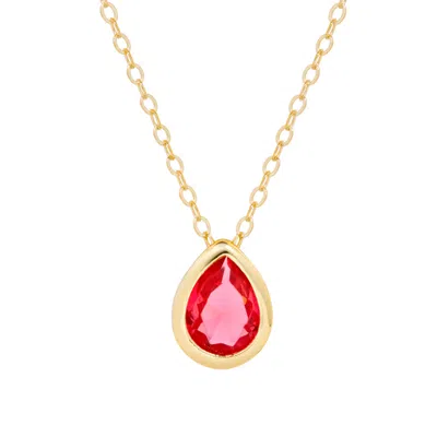 Evesaddiction Gold Plated January Pear Cut Bezel Birthstone Necklace In Red