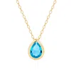 Evesaddiction Gold Plated March Pear Cut Bezel Birthstone Necklace In Gold