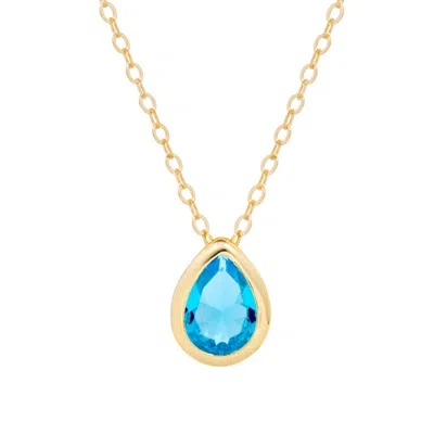Evesaddiction Gold Plated March Pear Cut Bezel Birthstone Necklace