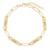 Evesaddiction Gold Plated Paperclip Chain Engravable Four Name Bar Bracelet In Gold