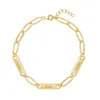 Evesaddiction Gold Plated Paperclip Chain Engravable Three Name Bar Bracelet In Gold