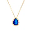Evesaddiction Gold Plated September Pear Cut Bezel Birthstone Necklace In Blue