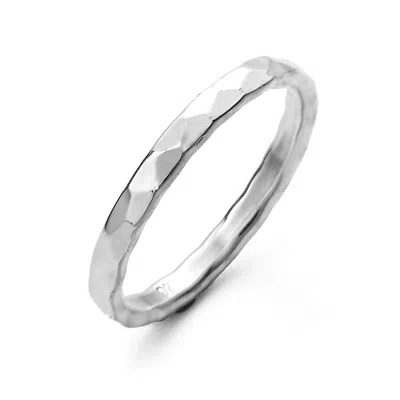 Evesaddiction Hammered 2mm Sterling Silver Ring In Metallic