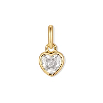 Evesaddiction Heart Bezel Birthstone Charm - Gold / April