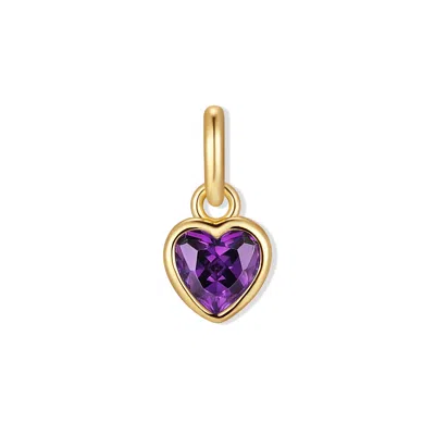Evesaddiction Heart Bezel Birthstone Charm - Gold / February