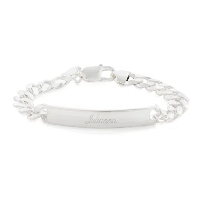 Evesaddiction Ladies Sterling Silver Curb Link Id Bracelet