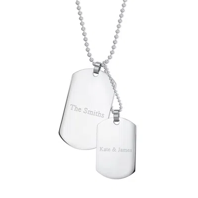 Evesaddiction Large And Medium Stainless Steel Double Dog Tag Necklace
