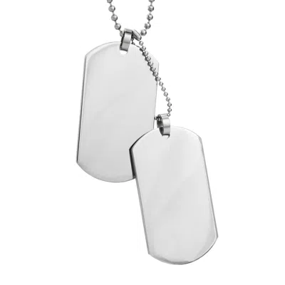 Evesaddiction Medium And Small Stainless Steel Double Dog Tag Necklace - 18 Inches In Metallic