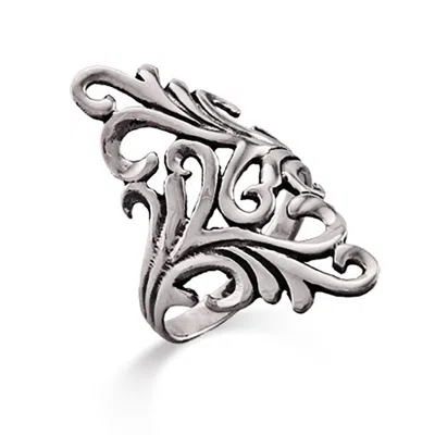 Evesaddiction Long Ornate Design Sterling Silver Ring
