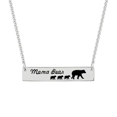 EVESADDICTION MAMA BEAR AND THREE BABY CUBS SILVER NAME BAR NECKLACE