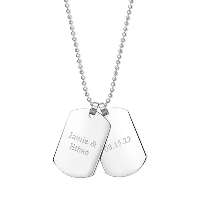 Evesaddiction Medium Stainless Steel Double Dog Tag Necklace