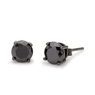 Evesaddiction Men's 6mm Round Black Cz Stud Earrings