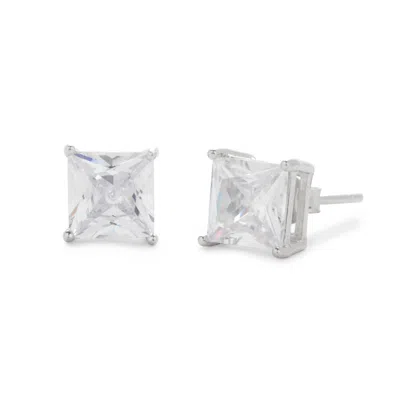 Evesaddiction Men's 6mm Square Cz Stud Earrings In Silver
