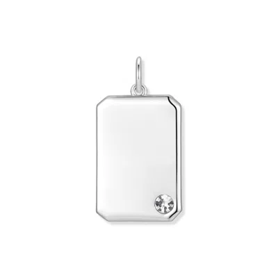 Evesaddiction Men's Birthstone Dog Tag Charm - Silver / April
