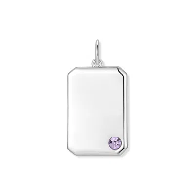 Evesaddiction Men's Birthstone Dog Tag Charm - Silver / June